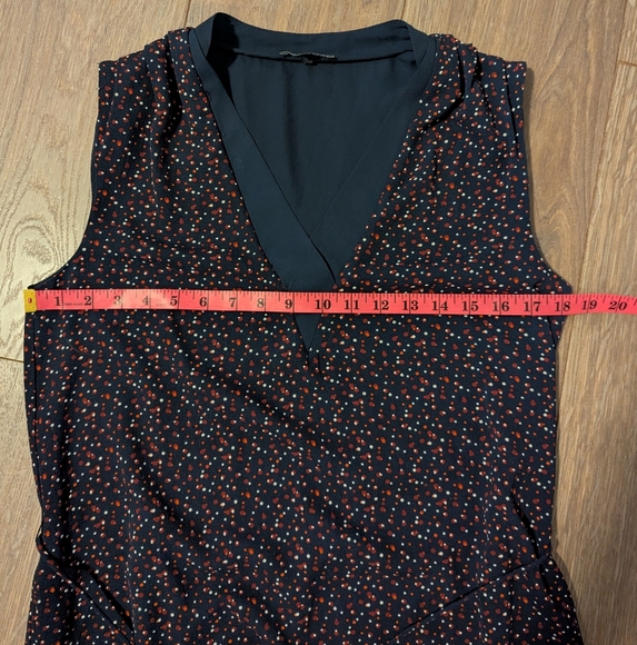 RW&CO | flowy sleeveless shift dress, navy blue, polka dots, lined, small, NWOT - Picture 6 of 10